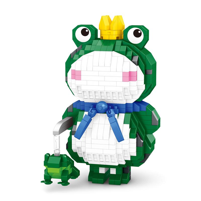 New Frog Prince Assembled Building Blocks Micro Particles DIY Gift 7645A-7646A Frog Cartoon Cute Ornament
