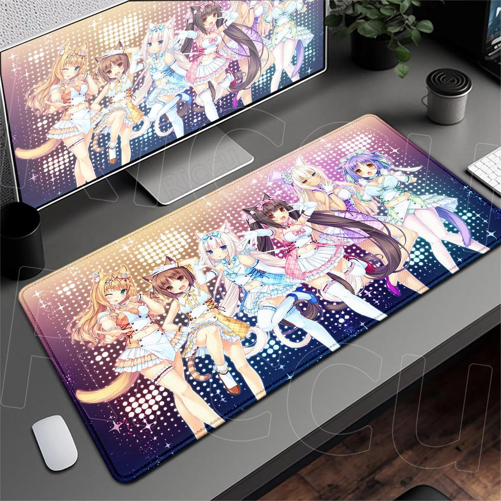 Anime Nekopara Cute Girl Carpet Large Computer Desktop Protect Cushion XXL Gaming Lock Edge Thicken Mouse Pad Speed Keyboard Mat