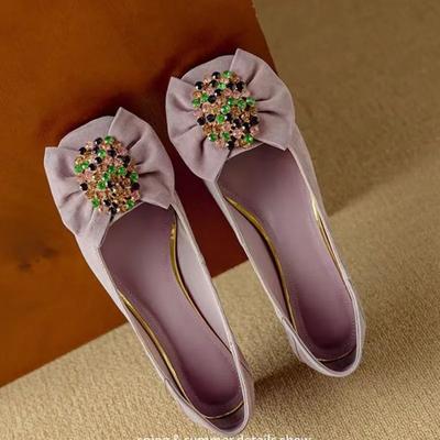 2025 Women's Shoes Slip-on Women's High Heels New Butterfly-knot Office and Career Best Seller Crystal Solid Heels Women