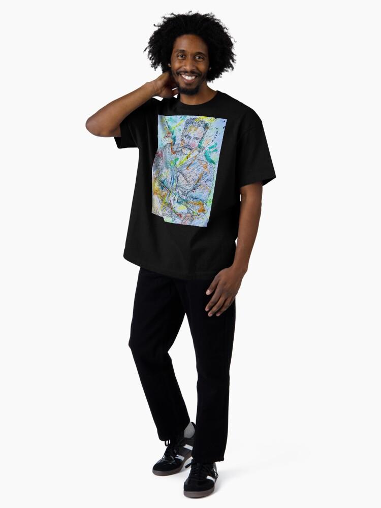 Georges Brassens GEORGES BRASSENS Watercolor Portrait Oversized T-Shirt