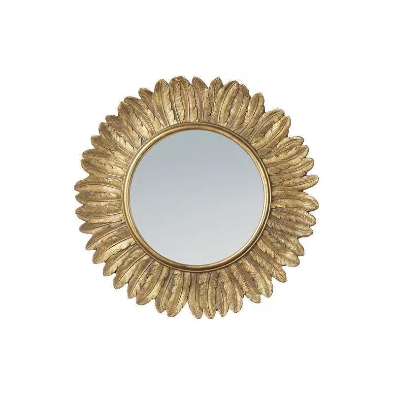 European American Retro Gold Embossed Hollow Wall Mirror Frame