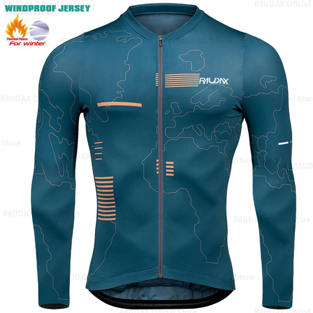 

2025 Raudax Winter Cycling Thermal Fleece Clothing Sets Top Cycling Jersey Sport Bike MTB Riding Clothing Warm Jackets for Man 5XL