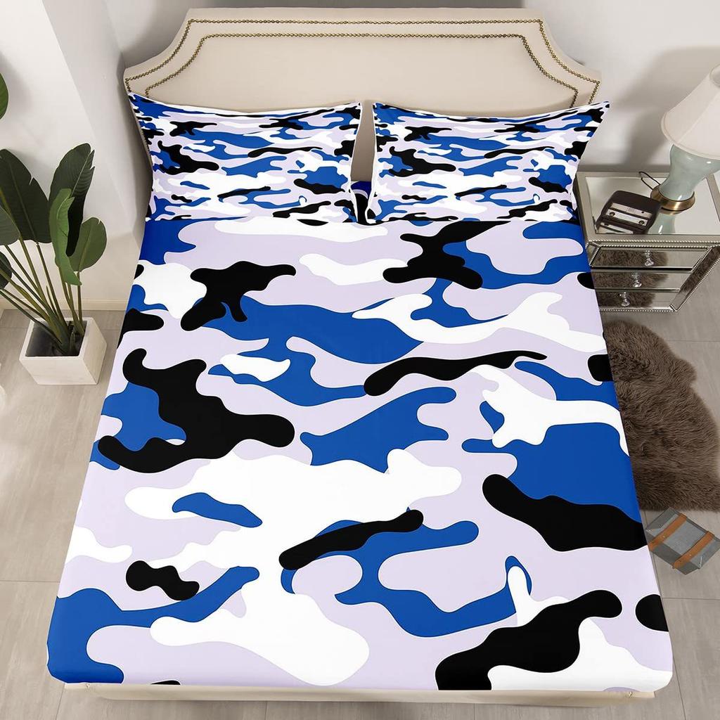 Camouflage Simple Pattern Mattress Three-Piece Digital Printing Mattress Bedding Set Adult Children