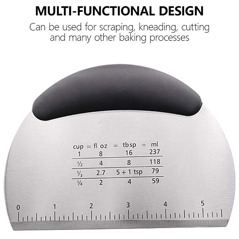 2Pcs Silicone Dough Scraper with Measurement Marks Pizza Cutter Multifunctional Baking Tool for Kneading and Cutting
