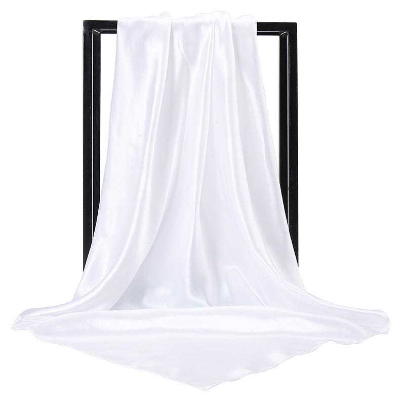 Spring/Summer Pure Colour Imitation Silk Hijab Outdoor Occupational Stewardess Neckerchief Women’s Strip Plain Print Scarf