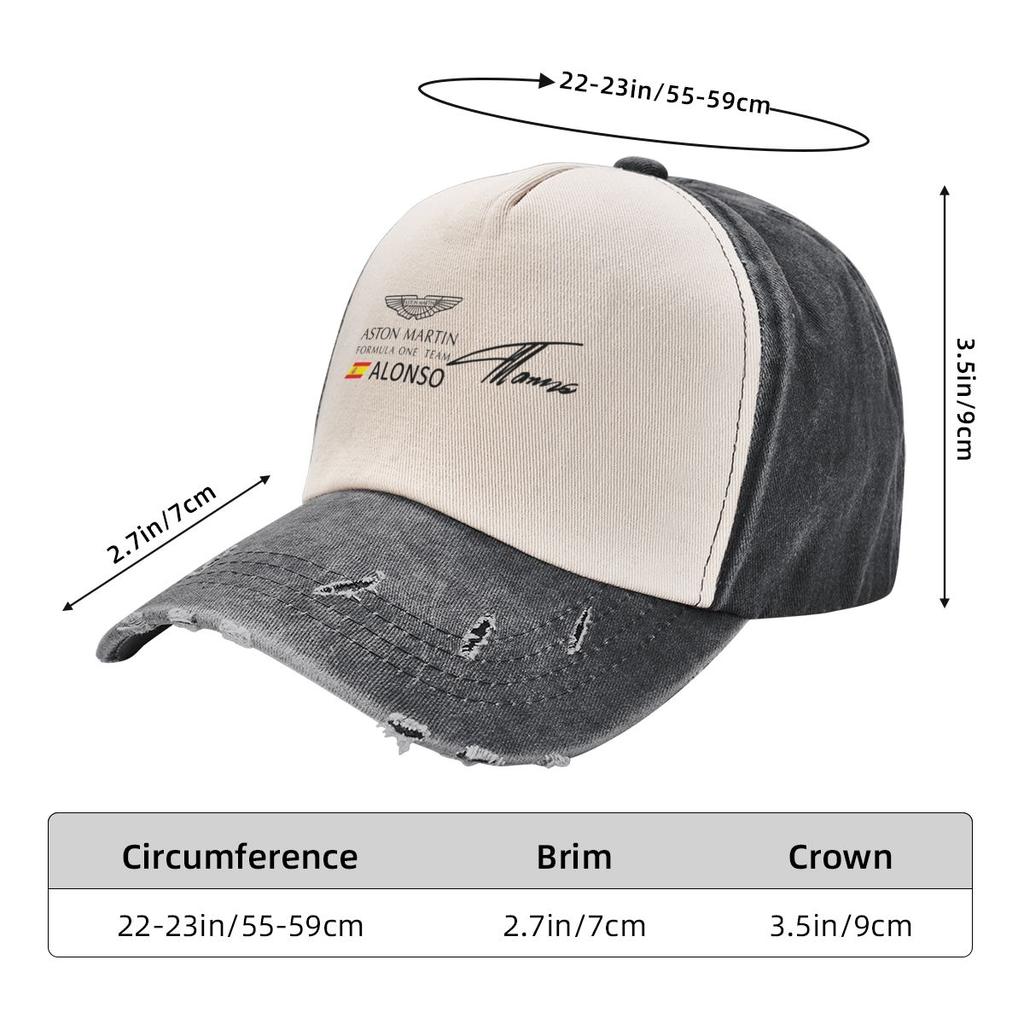 Fernando Alonso Signature Baseball Cap Adjustable Washed Vintage Cotton Denim Distressed Hat for Women Unisex