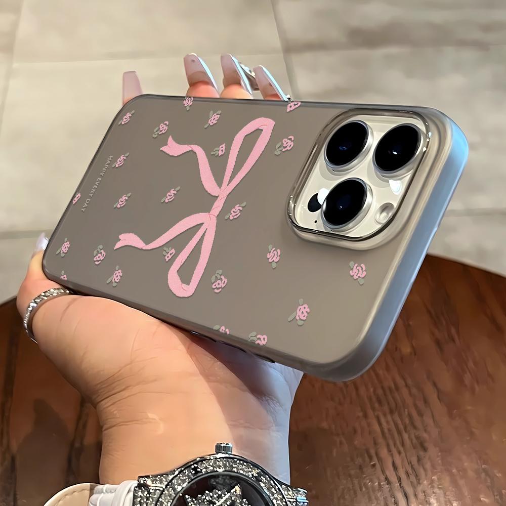 Pink Bow Pattern Phone Case For IPhone 17 16 13 15 11 12 14 17 Pro Max Air 7 8 Shockproof Transparent Cover Silicone Soft Funda