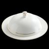 Individual Ceramic Warming Stew Bowl with Lid and Gold Rim