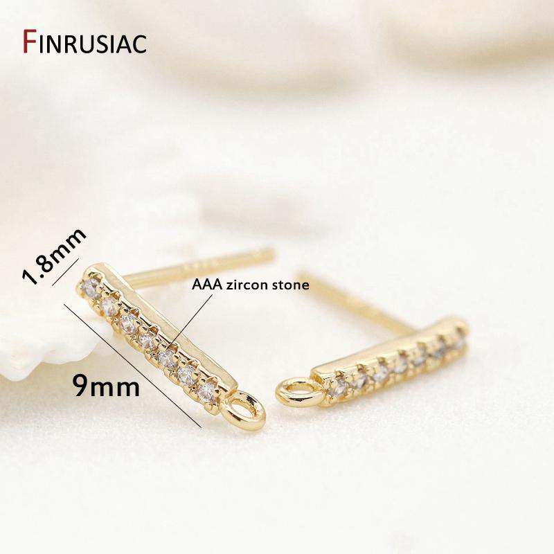 

Luxury Zircon Rhinestone Earring Findings 14K Gold Plated 925 Silver Needle Post Earrings Making Accessory DIY Crafts Wholesale