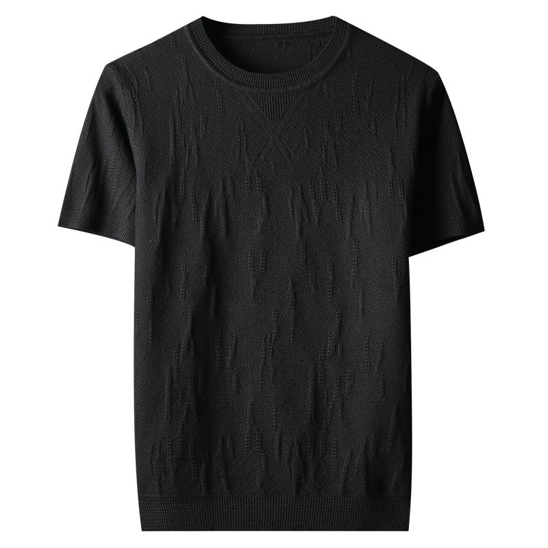 Autumn Short-sleeved Sweater for Men Plus Size  Pullover Knitting T-shirt Korean Half Sleeve Winter Inner Layering Shirt