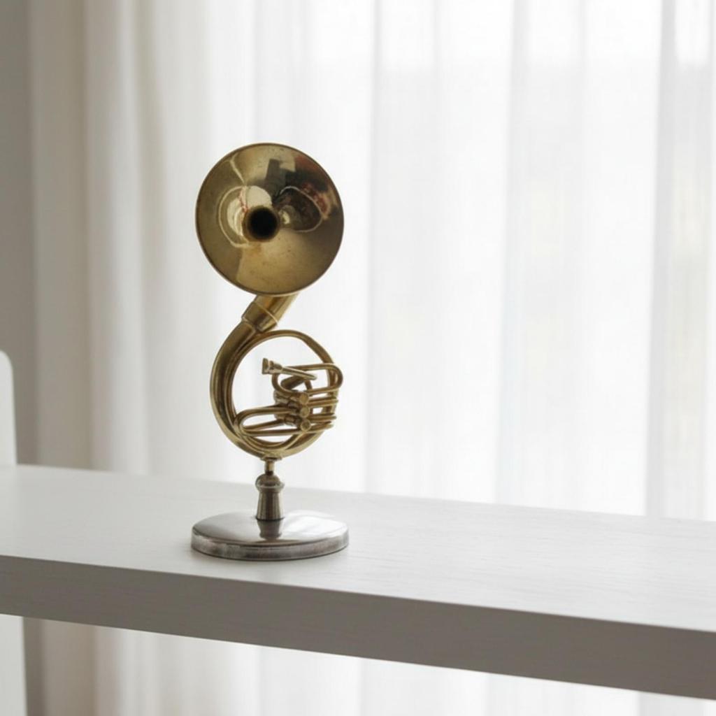 Gold-Tone Miniature Instrument with Base Brass-Like Musical