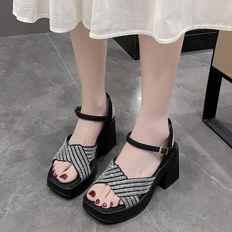 Fashion Super-high Heel Women's Sandals Rhinestones Wedge With Platform Waterproof Ladies Shoes Roman Style Luxury Summer Quality Sandal