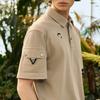 CHALLENGER Men'S Pq Blouson Raglan Cut-Out Short Sleeve Collared T-Shirt Beige