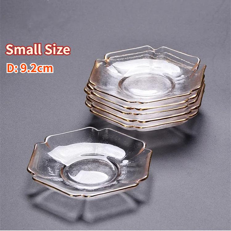 Crystal Glass Cup Coasters, Japanese Style Teaware, Thermal Insulation Teacup Tray, Small Cute Saucer, Kung Fu Tea Set Accessory