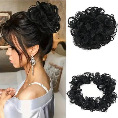 Fluffy Caterpillar Style Curly Hair Bun Wig Ladies' Hair Bun Wig Easy To Wear Suitable for All Hair Types and Face Shapes