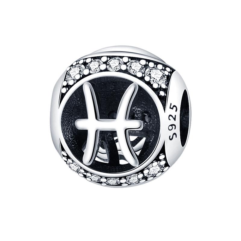 100% Copper 12 Constellation Abacus Series Charms Beads Fit Pan Original Bracelets Diy Jewelry Fine Making Gifts