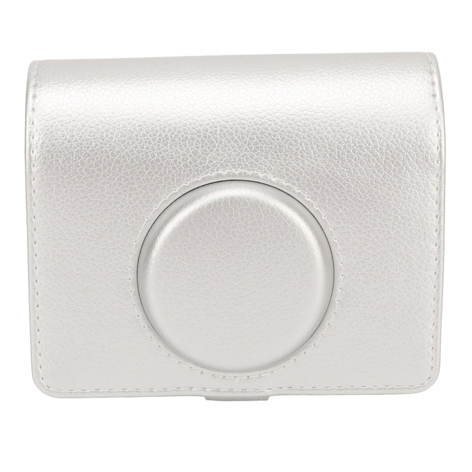 

Instant Camera Case Vintage Magnetic Flip Top Scratch Proof with Shoulder Strap Camera PU Leather серебряный