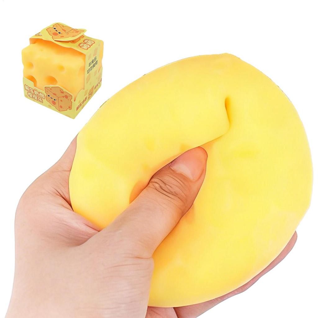 Cute Cheese Stress Toy Simulation Squeeze Decompress Toy for Kids Teens Adults Study Work Home School Office Fidget Toy