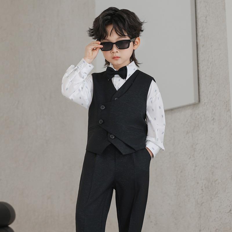 Boys Irregular Vest Suit Set 2-12 Y School Kids Gentleman Formal Outfit for Wedding Birthday Party Performance Children Blazers