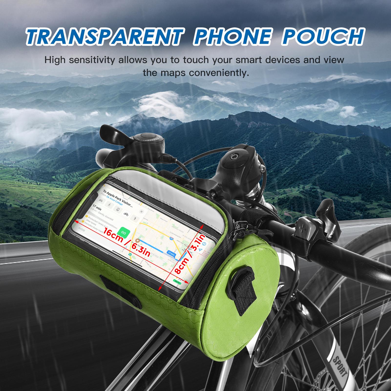 Borsa Da Manubrio FINEW 6 L Impermeabile Con Porta Cellulare Touchscreen E Adattatore Per Bici Elettrica, Tracolla Rimovibile