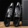 Fashion Men's Classic Retro Casual Business Shoes Crocodile Grain Leather Buckle Mens Fashion Wedding Party Loafers Men Slip-on Flats