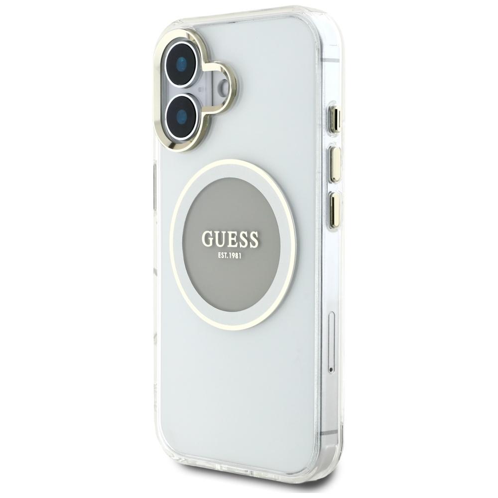 Etui Guess Iml Metal Colored Circle      Classic Logo Magsafe Do Iphone 16 Szary