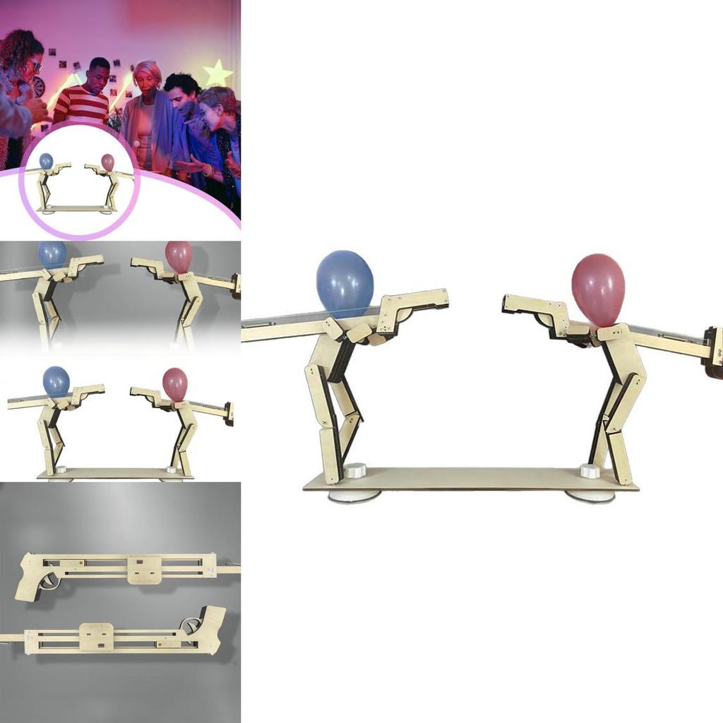 Manual Assembly Wooden Shooting Puppets Balloon Game Children Toys Set For Kids Birthday Gifts And Family Fun
