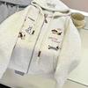 2025 Season New Popular Embroidered Cardigan Zipper Jacket Women's Korean Version Fat Mm Loose Large Size Hooded Sweater