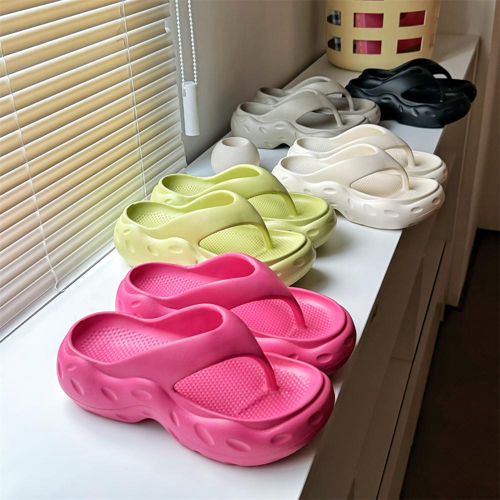 Fashion House Slippers Platform Shoes Woman 2025 Rubber Flip Flops Shale Female Beach Flat Hawaiian Sabot Slides Shoes House Slippers Pl