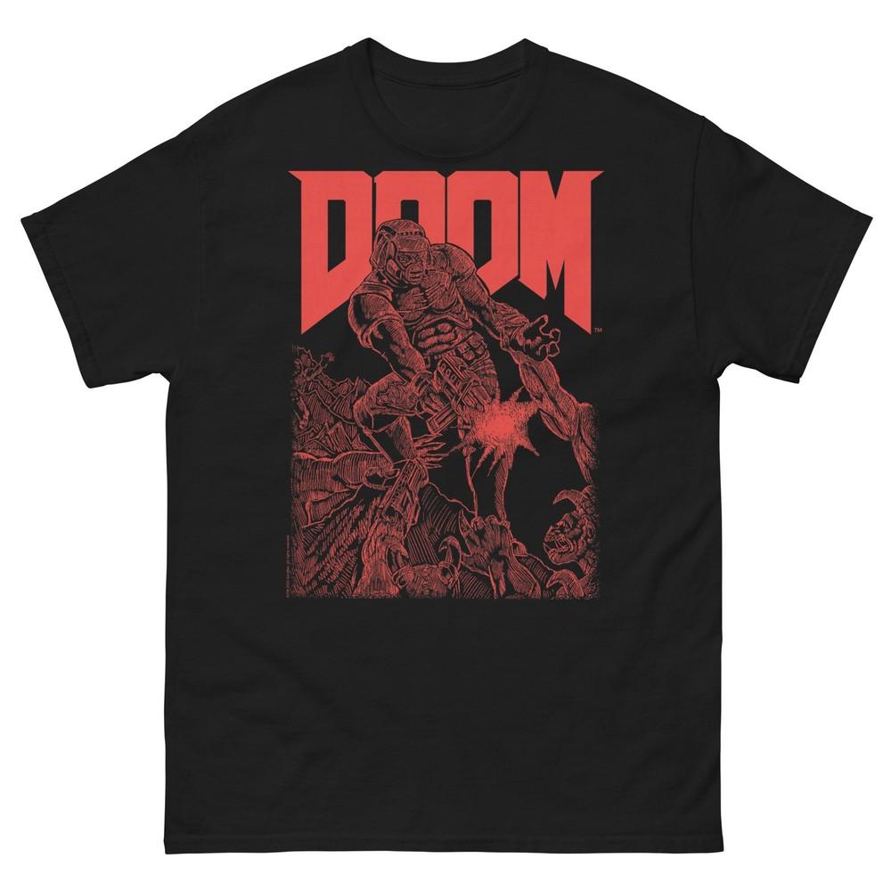Doom Red Sketched Cover Art Retro Video Game TShirt
