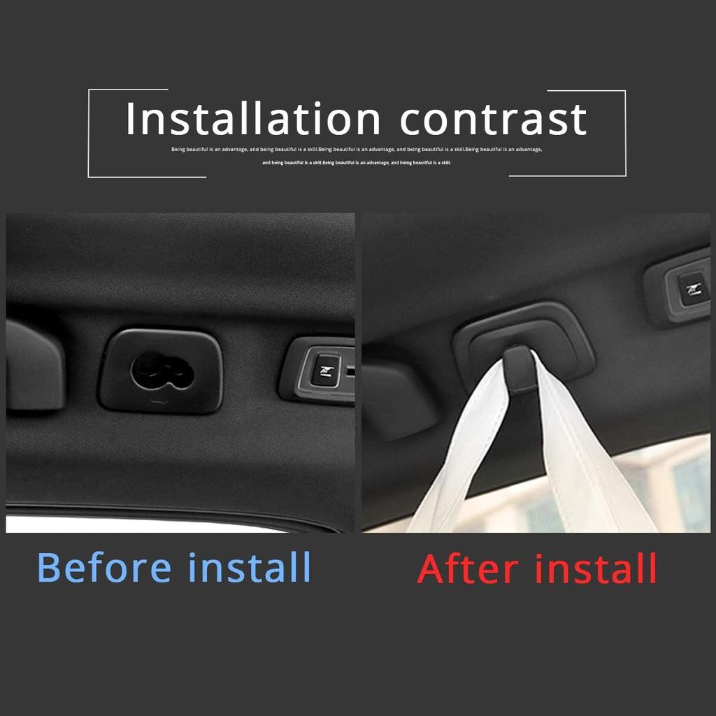 ABS-Kunststoff-Innendachhaken-Aufhängerhaken-Dekoration, passend für Volvo V90 S90 XC40 XC60 XC90 2015-2020 2021 2022(Schwarz)