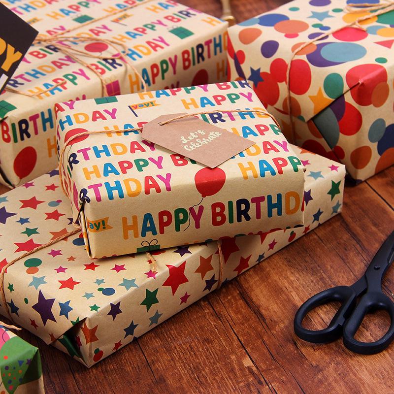 New Happy Birthday and Valentine's Day Kraft Gift Wrap Paper and Book Cover