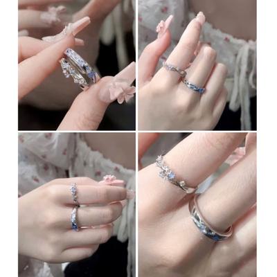 2pcs Falling Star Rings Adjustable Open Rings Fashion Couple Rings Decoration