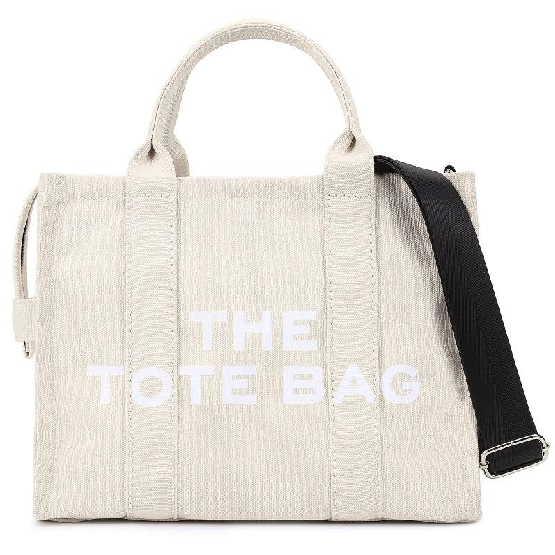 New Women's Bag Canvas Pu Solid Color Letter Tote Bag Simple Casual Large Capacity Handbag Shoulder Bag Women