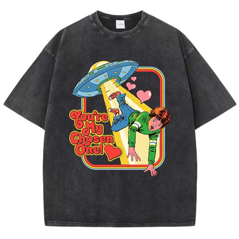 Your Are My Chosen One Printing Women Washed T Shirts Breathable Fashion Tees O-Neck Distress Short Sleeve