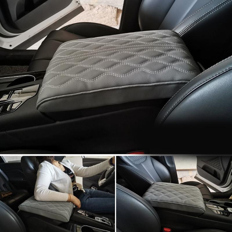 Universal Auto Center Console Box Armrest Protector Leather Wave Embroider for Protection Cushion Car Storage Box Cover