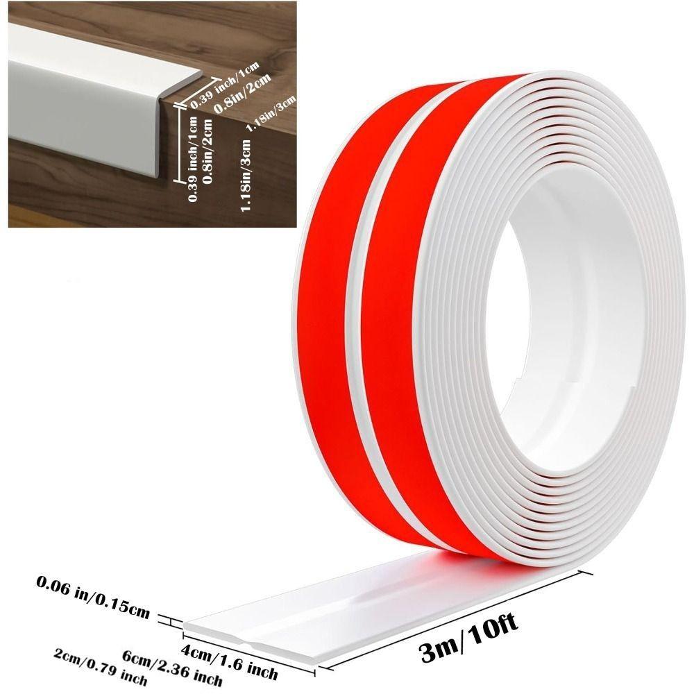 Peel and Stick Molding Trim Self Adhesive Flexible Floor Transition Strip L-Shaped 300cm Furniture Edge Bumper Inside & Outside