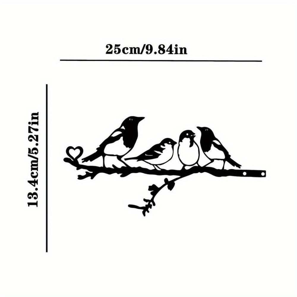 HelloYoung Four Birds on Branch Metal Wall Art Decor for Home Garden Patio темные хаки