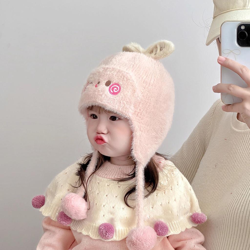 Baby Plush Hat For Girls With Cartoon Design And Warmth For Winter Comfort