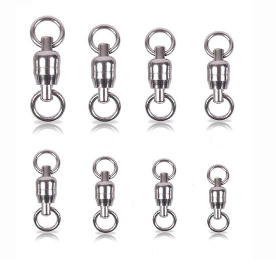 MUQZI Sports Accessory 3Pcs Stainless Steel Double Bearing Swivels Saltwater Fishing Tackle Connector