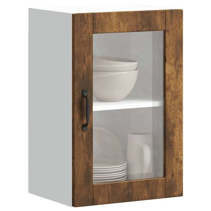 VidaXL Kitchen Wall Cabinet with Glass Door Porto Smoked Oak 854012