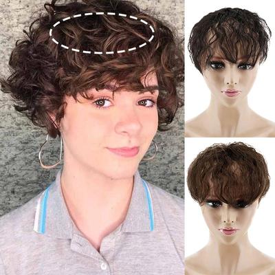 Women Natural Wig 3D Air Hair Extensions Fake Hair Clip On Hairpiece Pure Color High Temperature Fiber Wigs Daily Wear