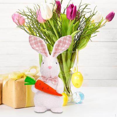 Easter Bunny Doll Figures Centerpiece Stuffed Animal Plush Toy, for Holiday, Dining Room, Kitchen,