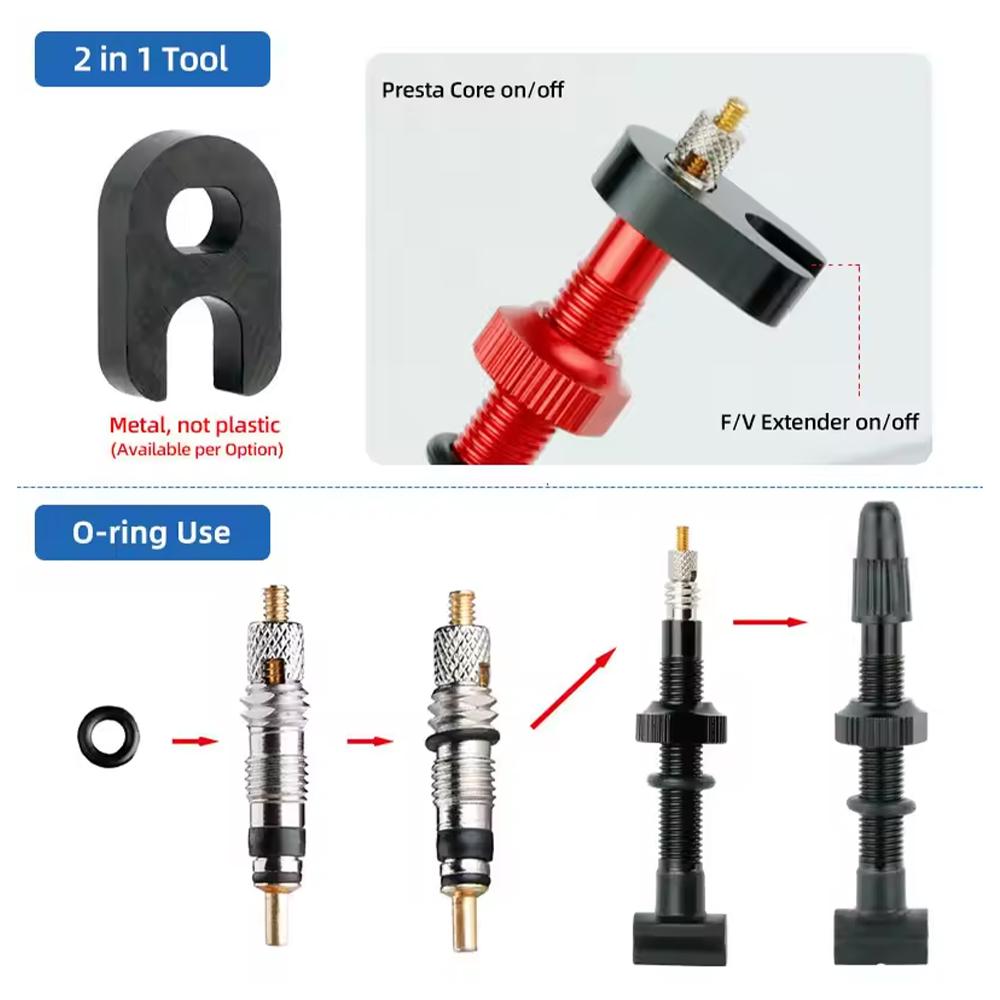 7-74PCS Presta Valve Core Brass FV Nozzle Replacement MTB Road Bike Tubeless Service Parts Alloy Remover Tool O-Ring Optional