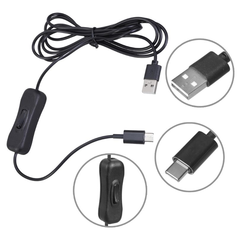 USB to Type C Power Charging Cable Adapter Connector with Switches 7ft PVC Charging Cable Upgrades for Lamps & Fan 