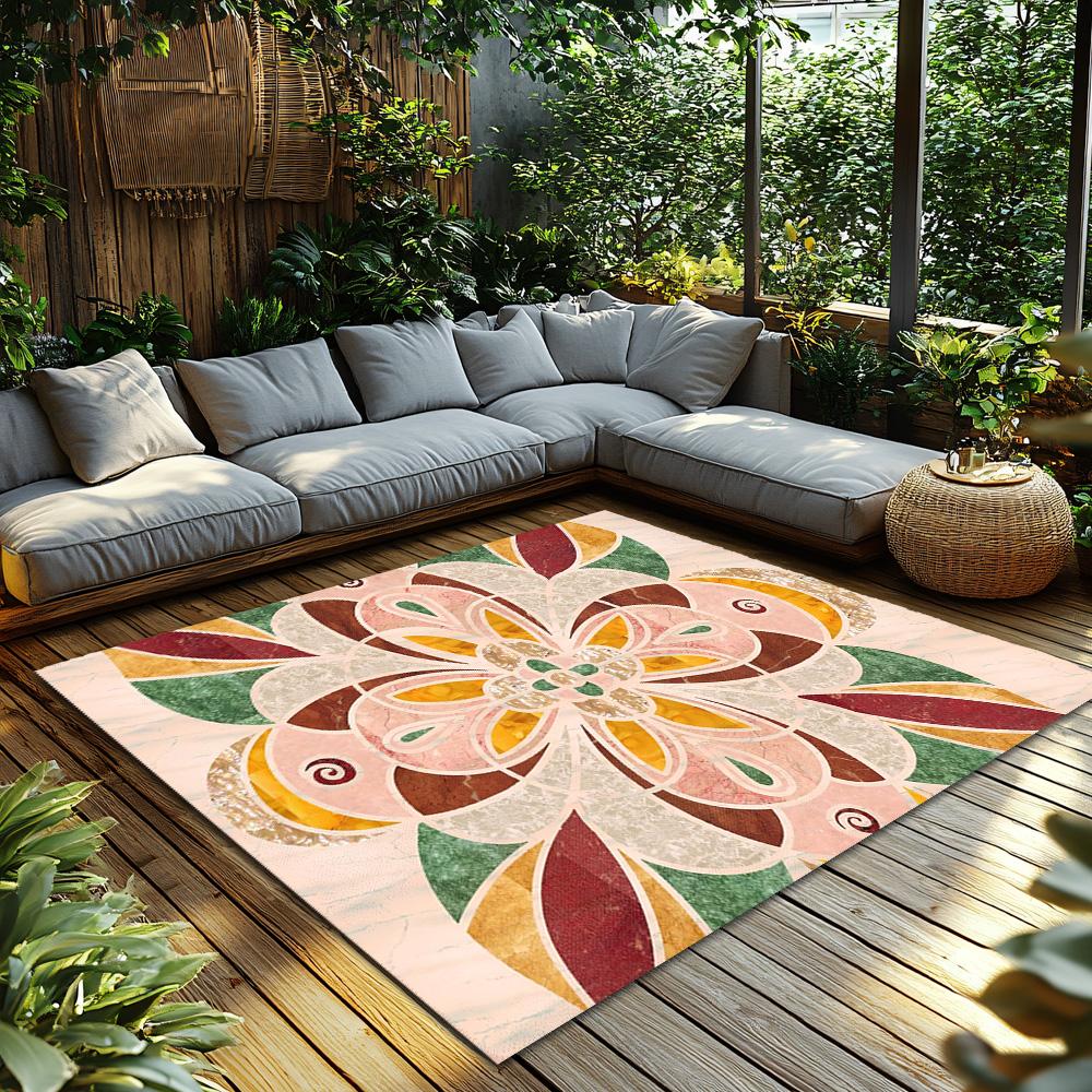 Elegant Persian Carpet Pattern Area Rug Non Slip Doormat Indoor Outdoor Floor Mat Home Decor Living Room Bedroom Entrance Mat