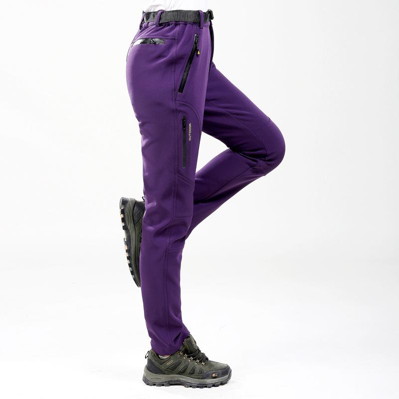 New Winter Softshell Fleece-Lined Waterproof Couples' Hiking Pants, Windproof, Plus Size for Men and Women
