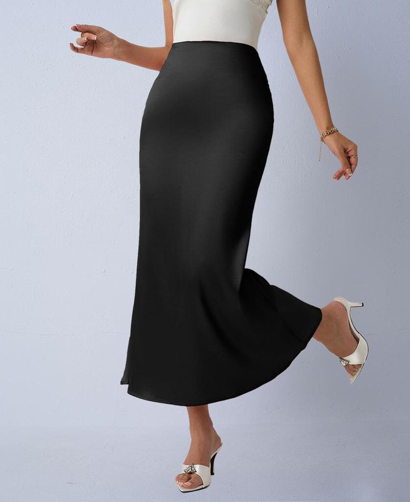 Autumn Satin Slim Fit Fishtail Midi Skirt for Women
