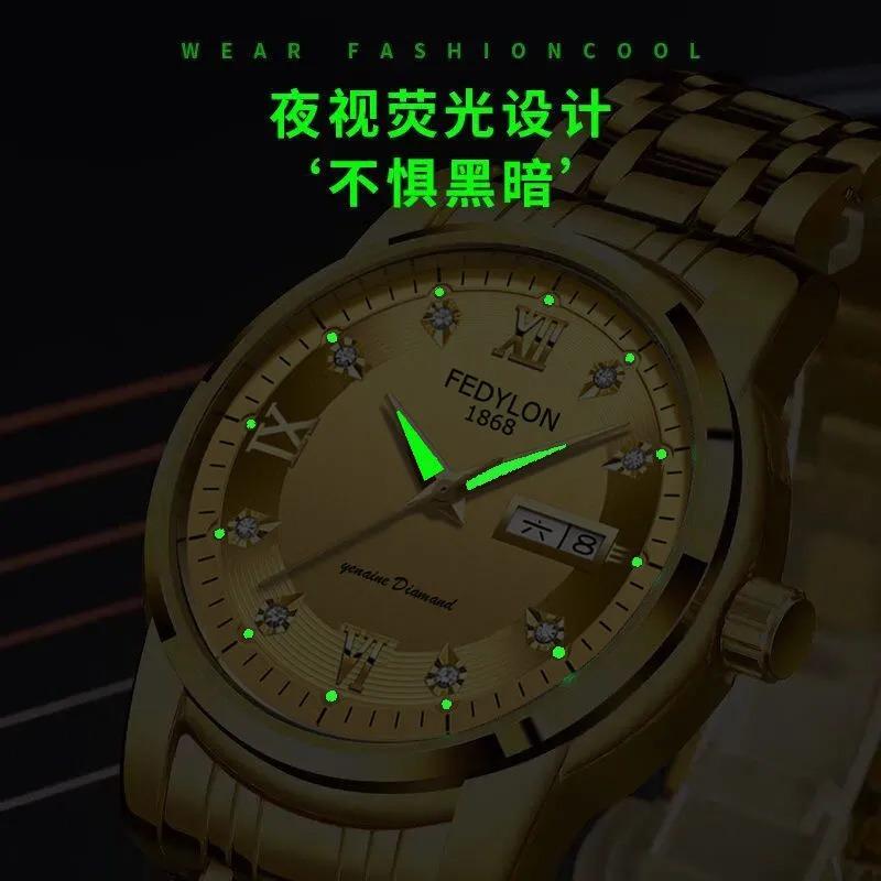 Fatilon's new automatic movement luminous waterproof dual calendar electronic watch men's Korean quartz mechanical watch