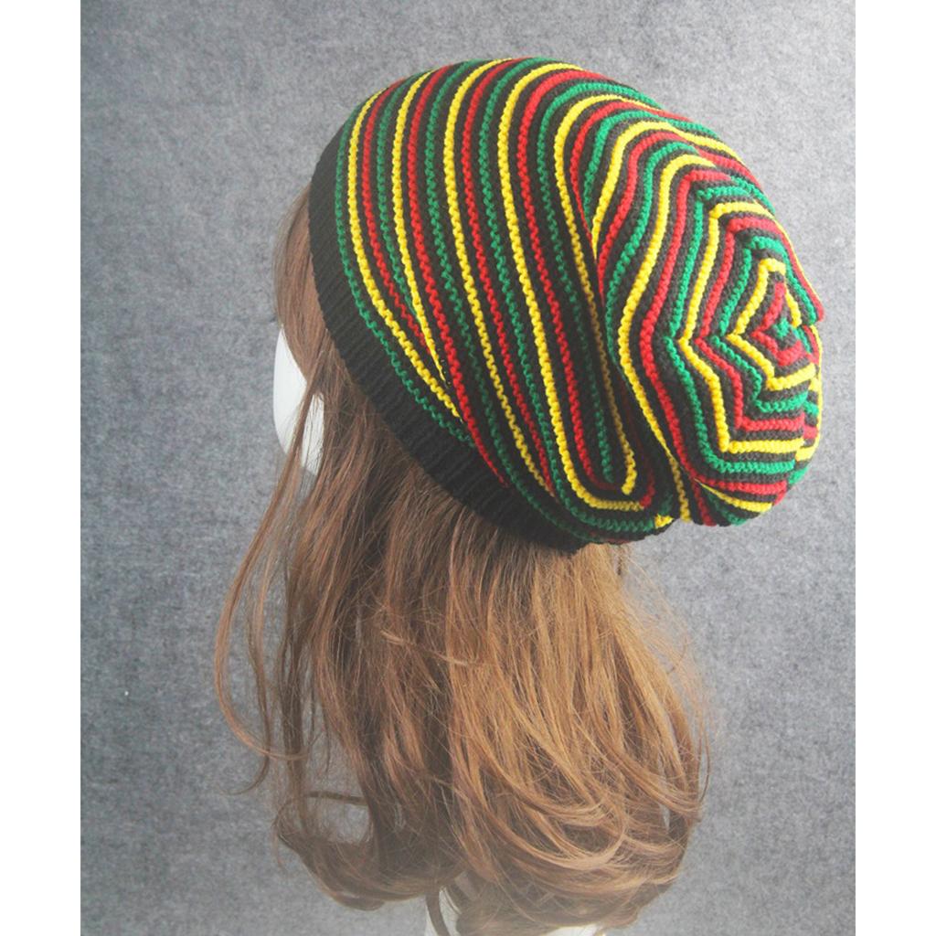 Autumn Street Knitting Beanie Hat Unisex Jamaica Stripes Baggy Hip Hop Skull Cap